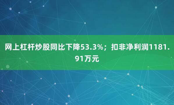 网上杠杆炒股同比下降53.3%；扣非净利润1181.91万元